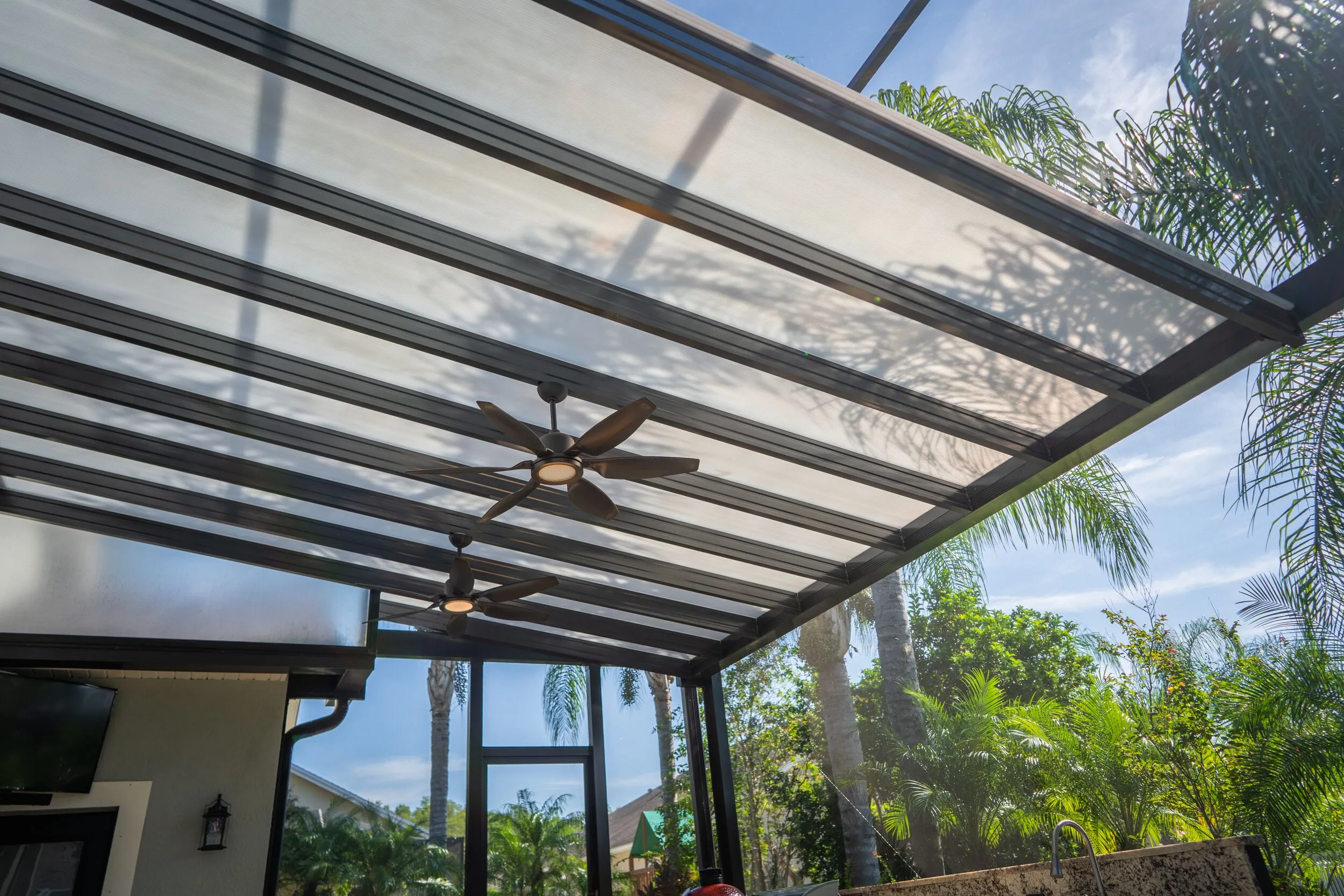 Translucent polycarbonate patio cover